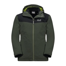 Jack Wolfskin Winter Jacket Snowfrost 3in1 (waterproof and windproof, warm fleece inner jacket) thyme green Children (164-176)